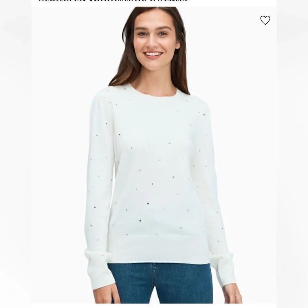 Kate Spade Scatted Rhinestone Sweater white silver size XS